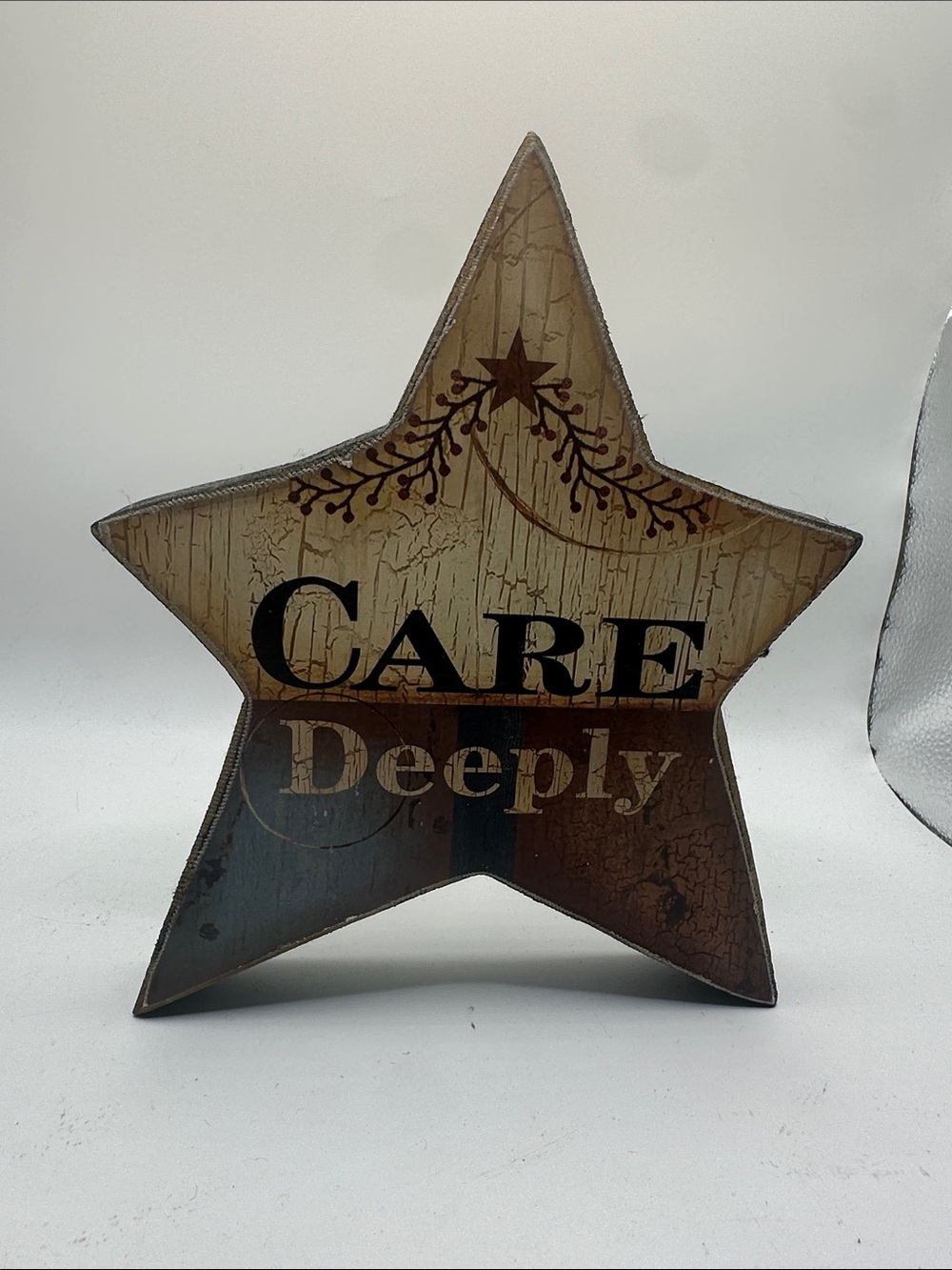 Care Deeply Star Home Accent - Rustic Brown and Cream